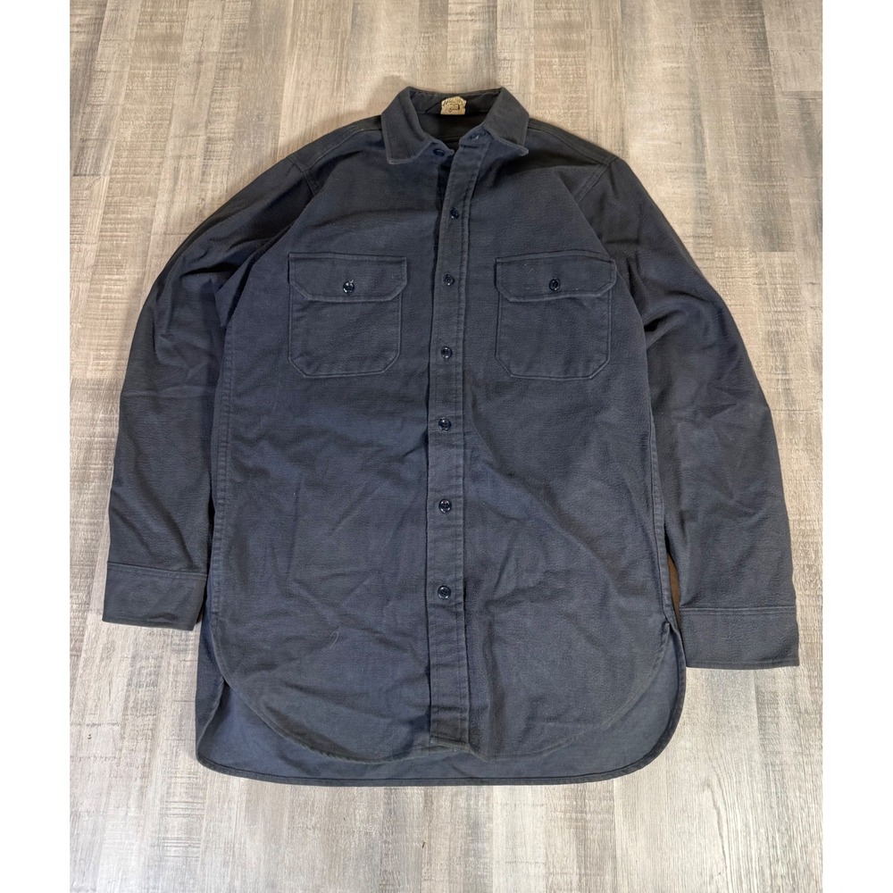 Vintage Woolrich Mens Chamois Flannel Shirt Gray Long Sleeve Button Up Large